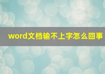 word文档输不上字怎么回事