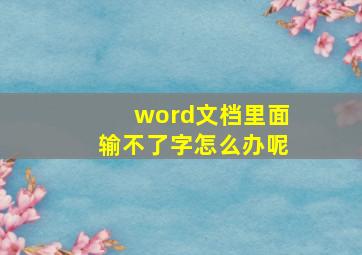 word文档里面输不了字怎么办呢