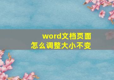 word文档页面怎么调整大小不变