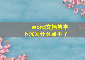 word文档首字下沉为什么点不了