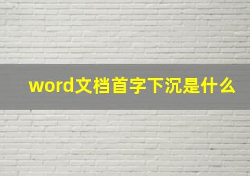 word文档首字下沉是什么