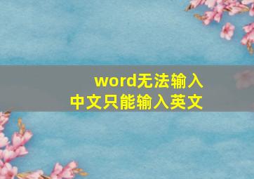 word无法输入中文只能输入英文