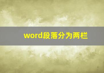 word段落分为两栏