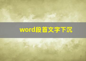 word段首文字下沉