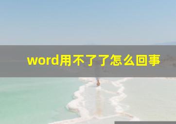 word用不了了怎么回事