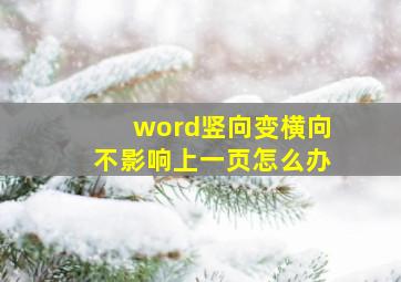 word竖向变横向不影响上一页怎么办