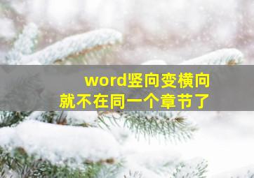 word竖向变横向就不在同一个章节了