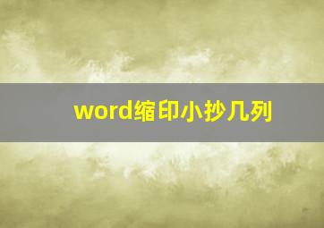 word缩印小抄几列