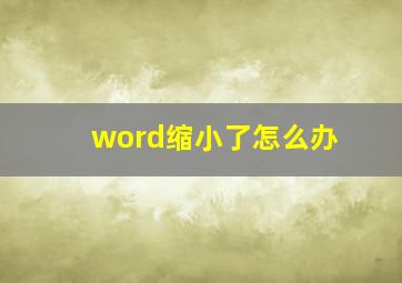 word缩小了怎么办