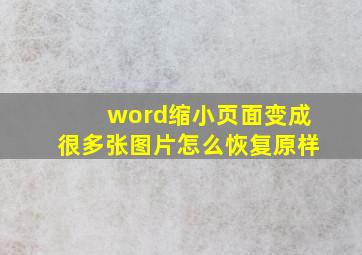 word缩小页面变成很多张图片怎么恢复原样