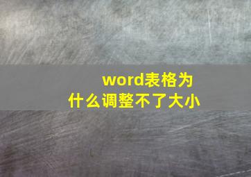 word表格为什么调整不了大小