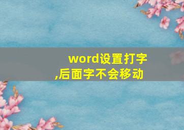 word设置打字,后面字不会移动