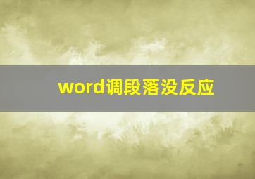 word调段落没反应