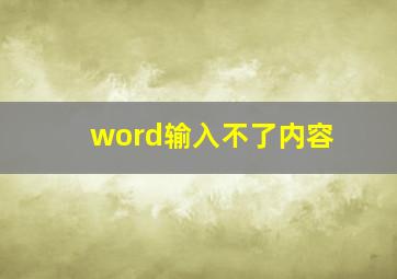 word输入不了内容