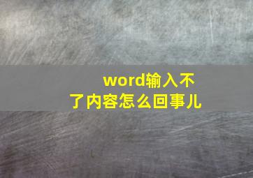 word输入不了内容怎么回事儿