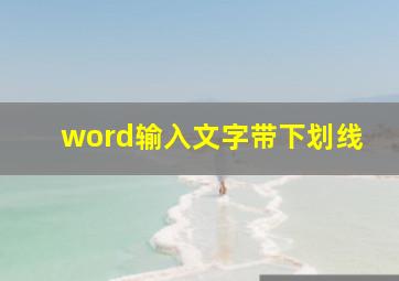 word输入文字带下划线