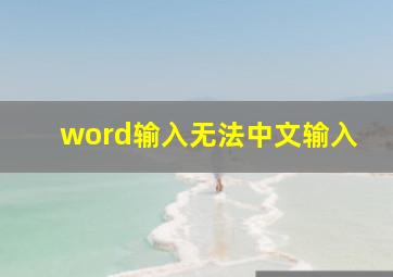 word输入无法中文输入