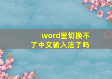 word里切换不了中文输入法了吗