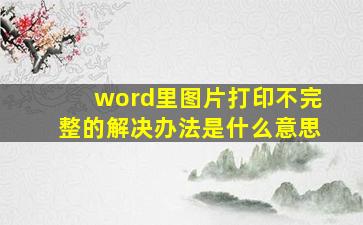 word里图片打印不完整的解决办法是什么意思