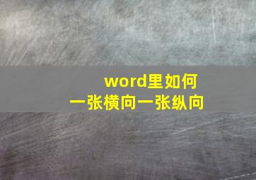 word里如何一张横向一张纵向