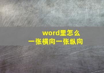 word里怎么一张横向一张纵向