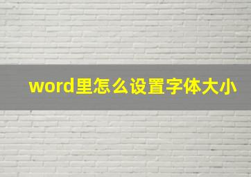 word里怎么设置字体大小