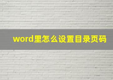 word里怎么设置目录页码