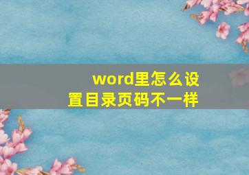 word里怎么设置目录页码不一样