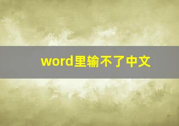 word里输不了中文