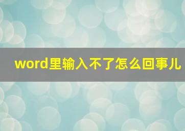 word里输入不了怎么回事儿