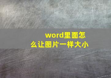 word里面怎么让图片一样大小