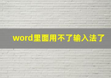 word里面用不了输入法了