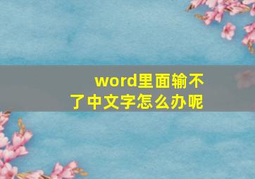 word里面输不了中文字怎么办呢