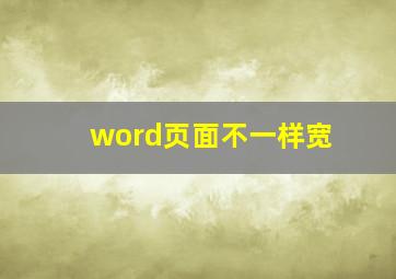 word页面不一样宽