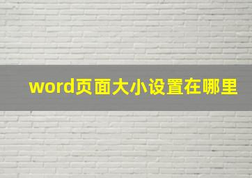 word页面大小设置在哪里