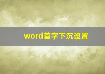 word首字下沉设置