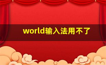 world输入法用不了