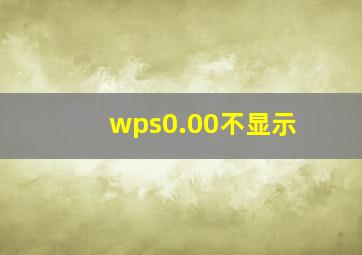 wps0.00不显示