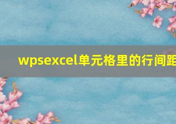 wpsexcel单元格里的行间距