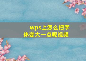 wps上怎么把字体变大一点呢视频