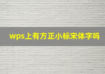 wps上有方正小标宋体字吗