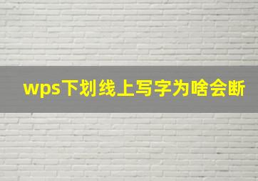 wps下划线上写字为啥会断