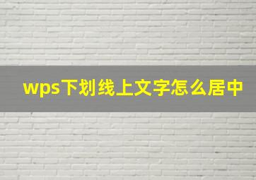 wps下划线上文字怎么居中