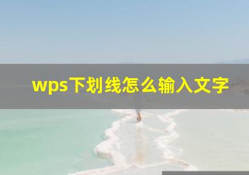 wps下划线怎么输入文字