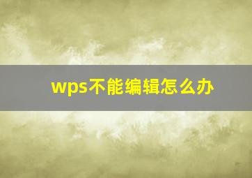 wps不能编辑怎么办