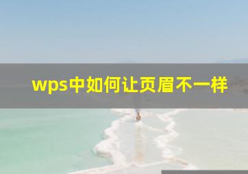 wps中如何让页眉不一样