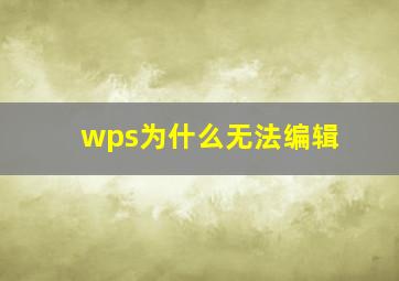 wps为什么无法编辑