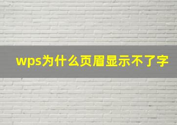 wps为什么页眉显示不了字