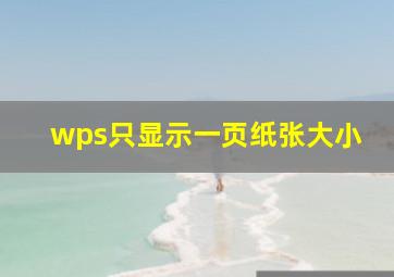 wps只显示一页纸张大小