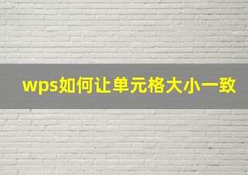 wps如何让单元格大小一致